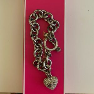 Juicy Couture Rhinestone Heart Charm Bracelet
